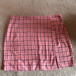 Pink Plaid high rise Mini Skirt